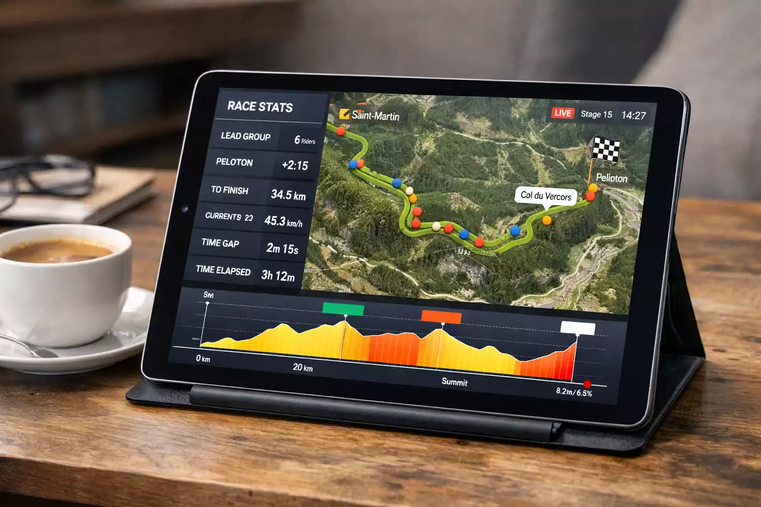 Aplicación móvil de seguimiento de carrera ciclista con mapa en tiempo real