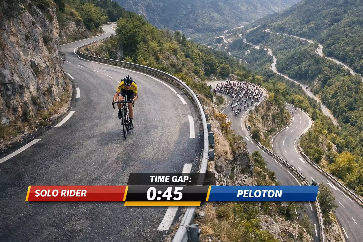 Ataque de ciclista en puerto de montaña durante retransmisión televisiva